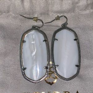 Kendra Scott Danielle Earrings with Silver Tone Frames and White Stones EUC